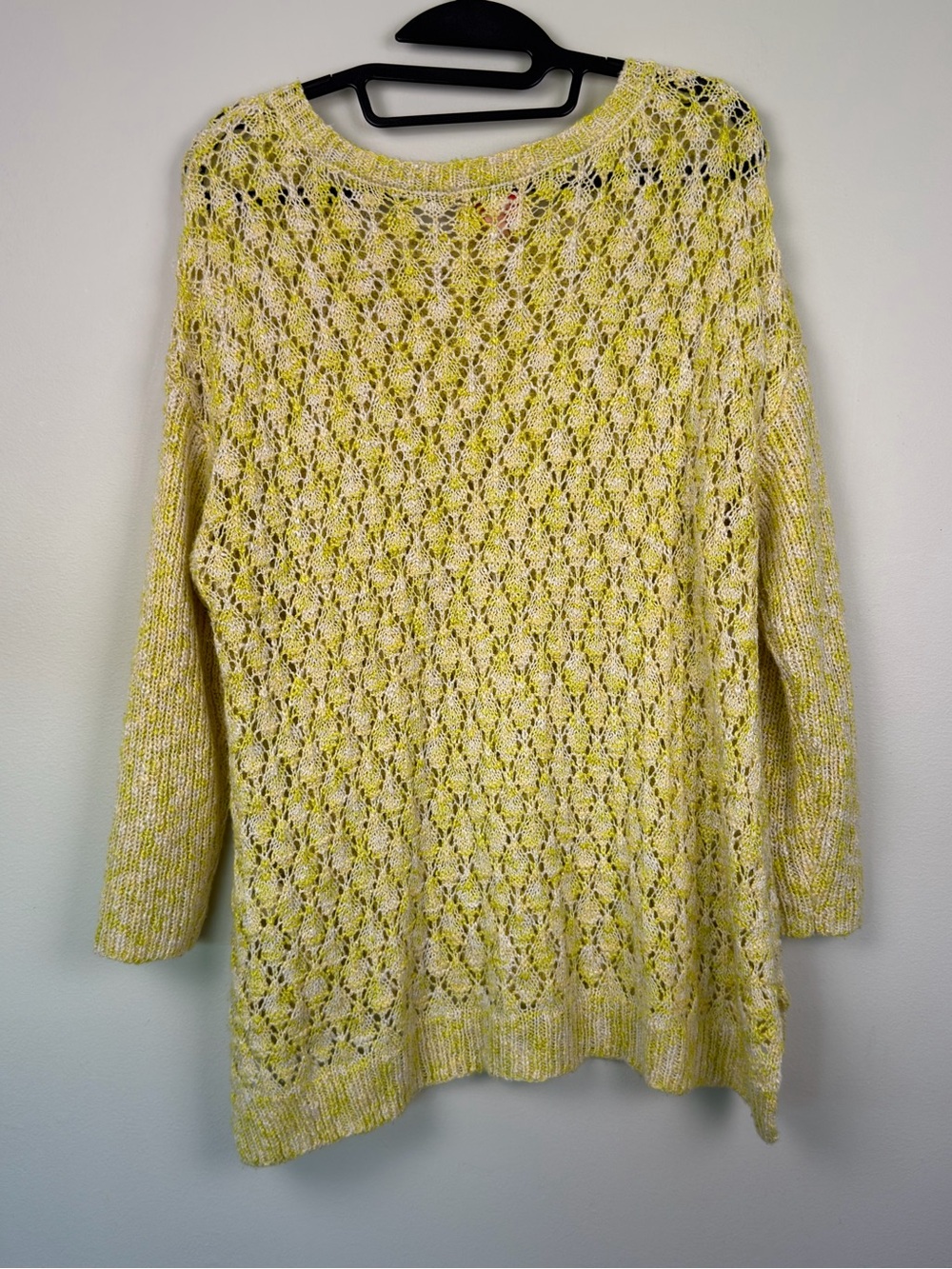 Yellow Openwork Knit Sweater - Lightweight Women’s Pullover - Picture 2 of 3